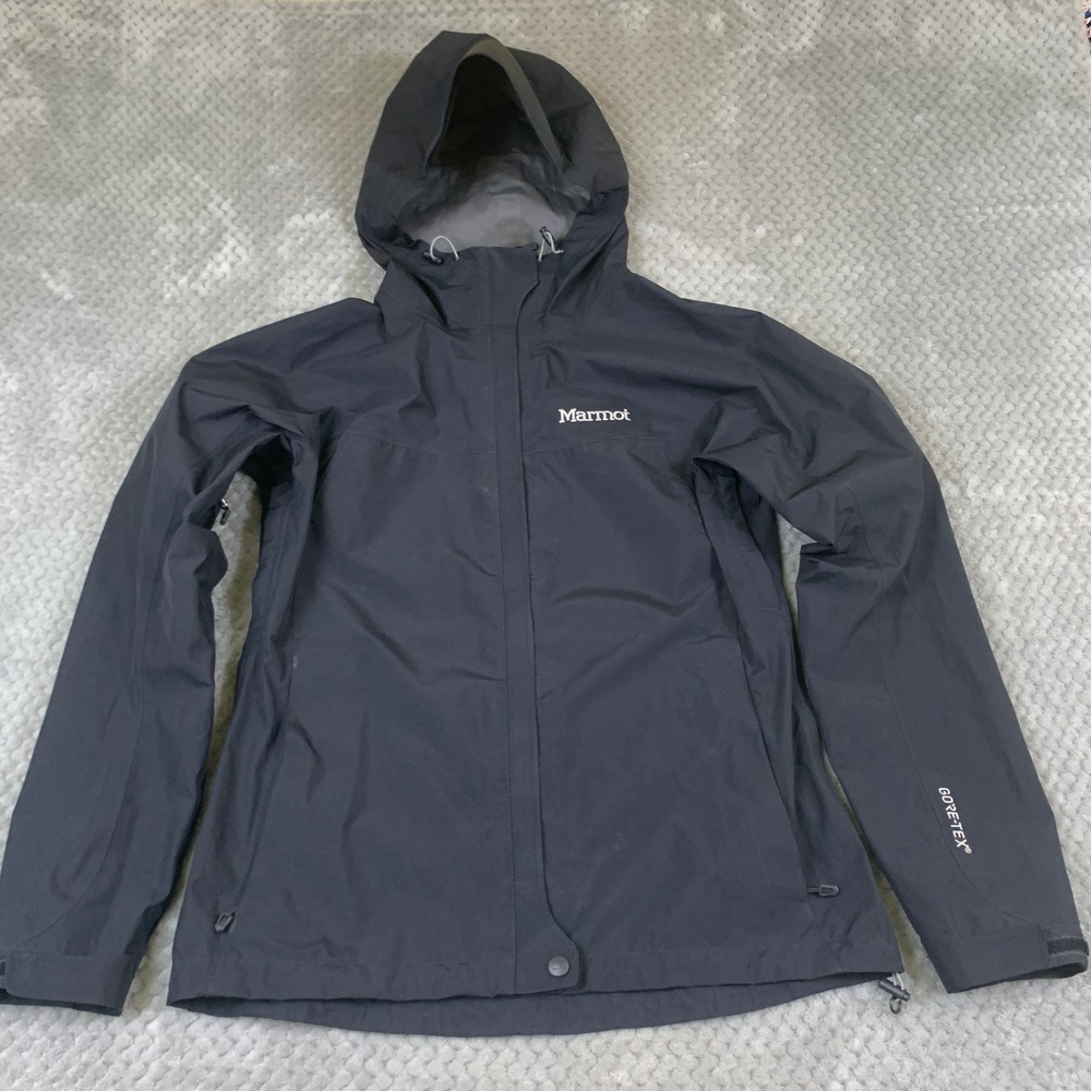 Marmot Gore-Tex Rain Jacket Mens S Black Waterproof Hooded Shell G1154